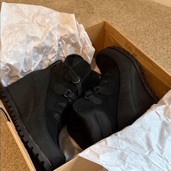 UGG Black Lace-Up Wedge Boots - Picture 7 of 7